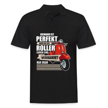 Niemand Ist Perfekt Rollerfahrer Sind Nah Dran - Männer Poloshirt - Schwarz - Vorne - Kai (181cm)
