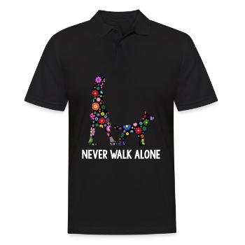 Never Walk Alone Hunde Gassi Blumen - Männer Poloshirt - Schwarz - Vorne - Kai (181cm)