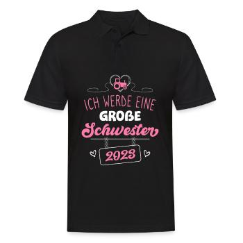 Ich werde eine große Schwester 2023 - Männer Poloshirt - Schwarz - Vorne - Kai (181cm)