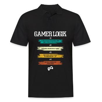 Gamer Logik - Männer Poloshirt - Schwarz - Vorne - Kai (181cm)