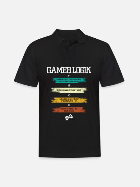 Gamer Logik - Männer Poloshirt - Schwarz
