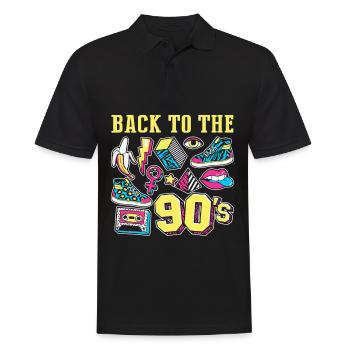Back To 90's Vintage Kassette Tape Mixtape - Männer Poloshirt - Schwarz - Vorne - Kai (181cm)