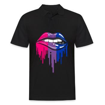 Bisexual Lips LGBTQ Pride Flag Bisexual Lip Bite - Männer Poloshirt - Schwarz - Vorne - Kai (181cm)