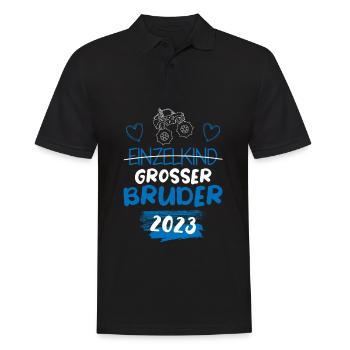 Einzelkind Großer Bruder 2023 - Männer Poloshirt - Schwarz - Vorne - Kai (181cm)