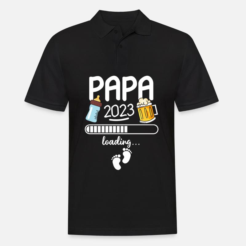 Werdender Papa 2023 Loading - Männer Poloshirt - Schwarz