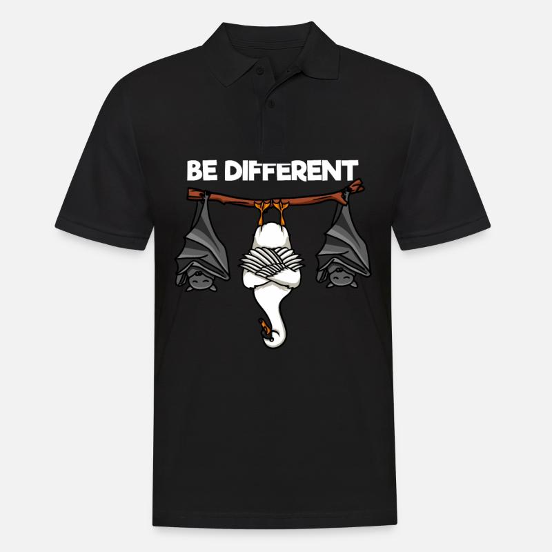 Be Different Schwan und Fledermäuse - Männer Poloshirt - Schwarz