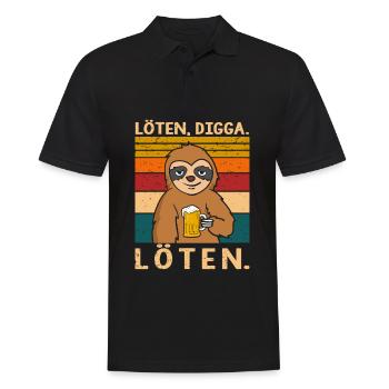 Löten Digga Löten Faultier Spruch Bier Saufen - Männer Poloshirt - Schwarz - Vorne - Kai (181cm)