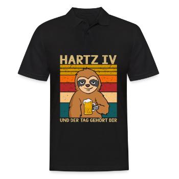 Faultier Hartz 4 und der Tag gehört dir Faultier - Männer Poloshirt - Schwarz - Vorne - Kai (181cm)