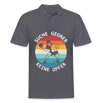 Tischtennis Suche Gegner Keine Opfer - Männer Poloshirt - Anthrazit - Vorne - Nico (186cm)