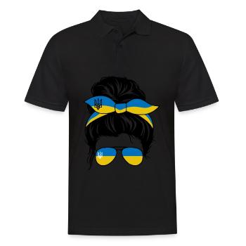Ukraine Girl Stirnband Starke Frau Dutt Ukraine - Männer Poloshirt - Schwarz - Vorne - Kai (181cm)