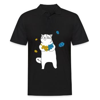 Ukraine Cat Flowers Je me tiens avec l’Ukraine - Polo Homme - noir - Devant - Kai (181cm)