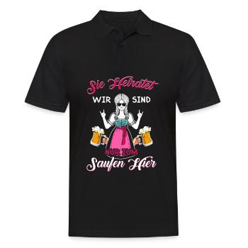 Sie Heiratet Wir Sind Nur Zum Saufen Hier Dirndl - Männer Poloshirt - Schwarz - Vorne - Kai (181cm)