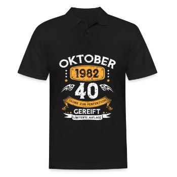Oktober 1982 40 Jahre Zur Perfektion Gereift - Männer Poloshirt - Schwarz - Vorne - Kai (181cm)