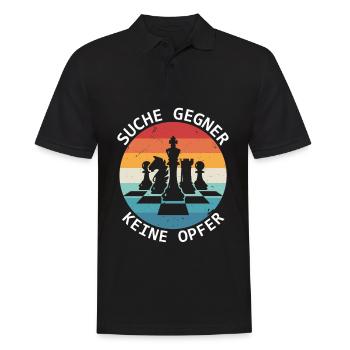 Suche Gegner Keine Opfer Schachspieler - Männer Poloshirt - Schwarz - Vorne - Kai (181cm)