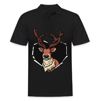 Reindeer Crack Torn Hole Heart Reindeer Face - Men's Polo Shirt - black - Front - Kai (181cm)