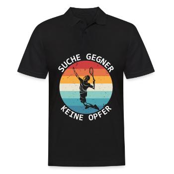 Tennis Suche Gegner Keine Opfer Tennisspieler - Männer Poloshirt - Schwarz - Vorne - Kai (181cm)