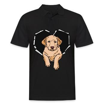 Labrador Tear Torn Hole Heart Dog Face - Men's Polo Shirt - black - Front - Kai (181cm)