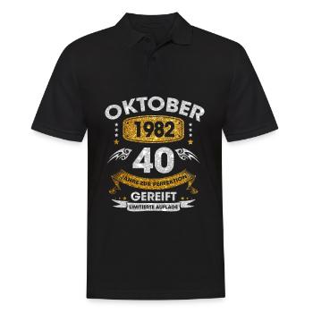 Oktober 1982 40 Jahre Zur Perfektion Gereift - Männer Poloshirt - Schwarz - Vorne - Kai (181cm)