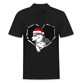 Crack husky face with Christmas cap hole - Men's Polo Shirt - black - Front - Kai (181cm)