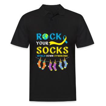 Rock Your Socks World Down Syndrome - Polo Homme - noir - Devant - Kai (181cm)