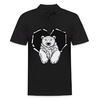 Polar Bear Crack Torn Hole Heart Polar Bear Face - Men's Polo Shirt - black - Front - Kai (181cm)