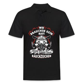 Wir brauchen kein Navi Feuerwehrmann Feuerwehr - Männer Poloshirt - Schwarz - Vorne - Kai (181cm)