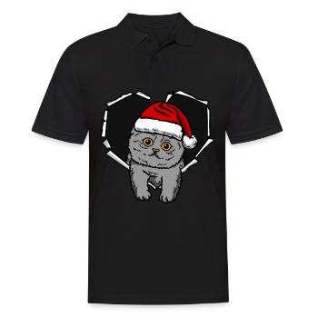 Cat CrackEd Hole Casquette de Noël Chats - Polo Homme - noir - Devant - Kai (181cm)
