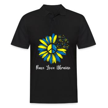 Peace Love Ukraine Blume - Männer Poloshirt - Schwarz - Vorne - Kai (181cm)