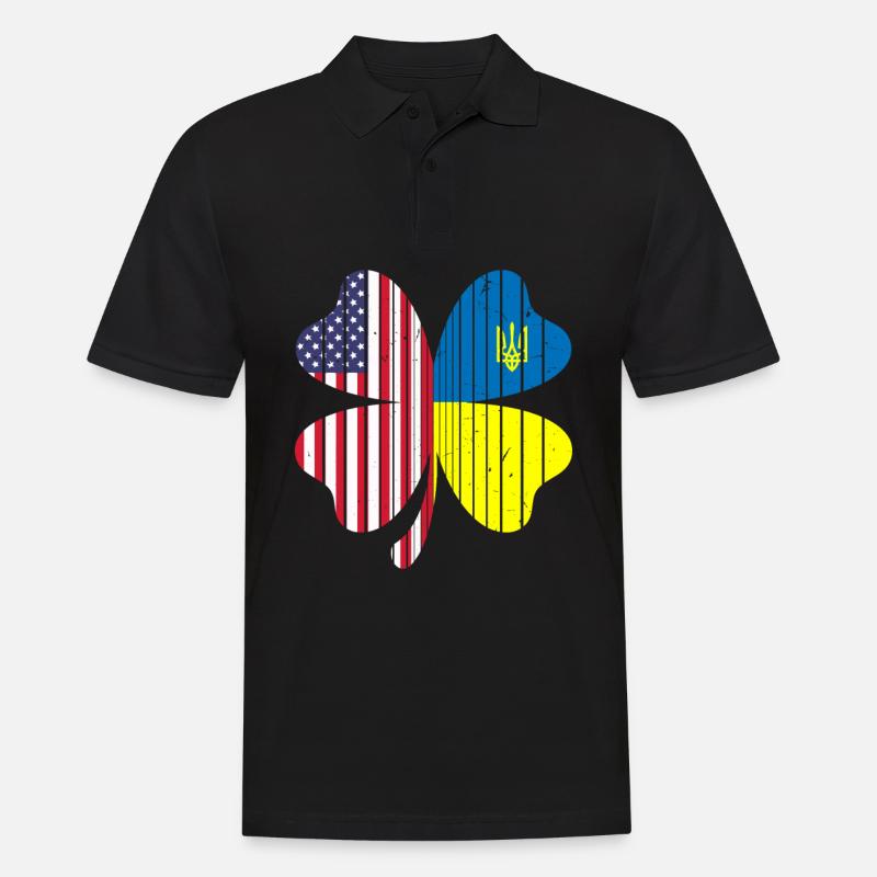 Ukraine Amérique Drapeau Cloverleaf - Polo Homme - noir