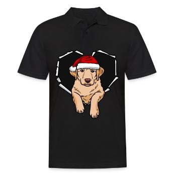Labrador Crack Torn Hole Christmas Cap Heart - Men's Polo Shirt - black - Front - Kai (181cm)