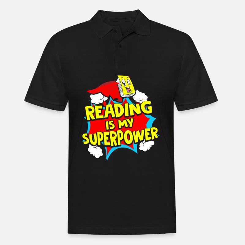 Reading Is My Superpower - Männer Poloshirt - Schwarz