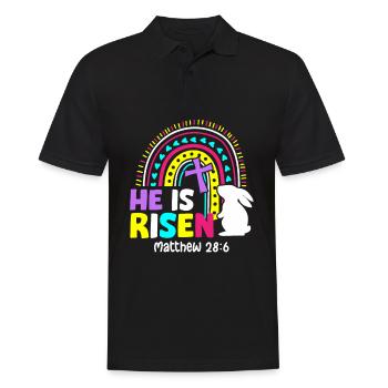 Il est ressuscité Matthieu 28:6 Jésus-Christ Résurrection - Polo Homme - noir - Devant - Kai (181cm)