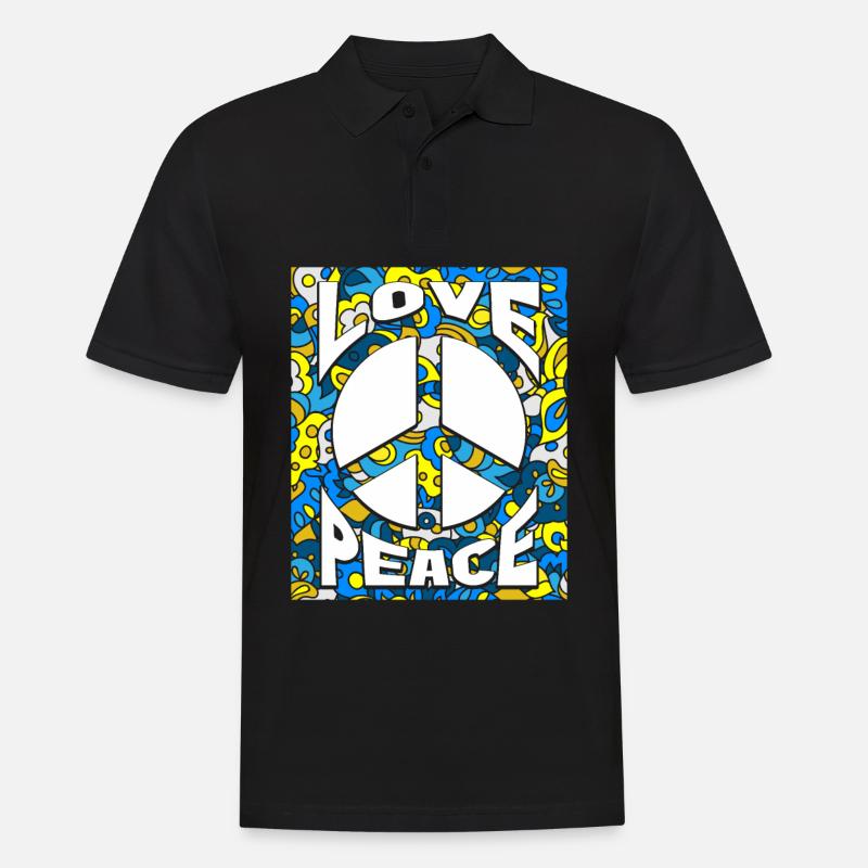 Peace Love Ukraine - Männer Poloshirt - Schwarz