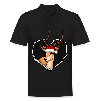 Antilope fissurée avec trou de capuchon de Noël - Polo Homme - noir - Devant - Kai (181cm)