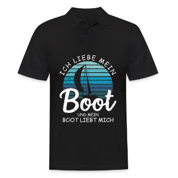 Ich liebe mein Boot und mein Boot Liebt Mich - Männer Poloshirt - Schwarz - Vorne - Kai (181cm)