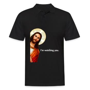 I'm Watching You Peeking Jesus Christ - Männer Poloshirt - Schwarz - Vorne - Kai (181cm)