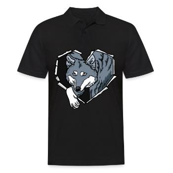 Riss Wolf Zerrissenes Loch Herz Wolfsgesicht - Männer Poloshirt - Schwarz - Vorne - Kai (181cm)