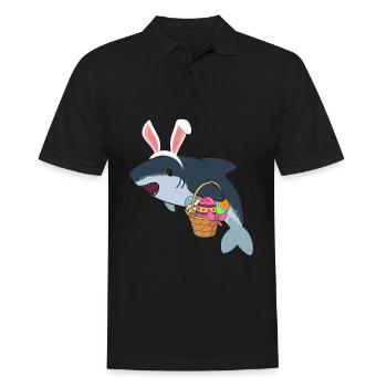 Lapin de Pâques Requin Requin avec Oeuf de Pâques dans le panier - Polo Homme - noir - Devant - Kai (181cm)
