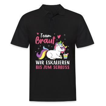 Team Braut Wir eskalieren bis zum Schluss - Männer Poloshirt - Schwarz - Vorne - Kai (181cm)