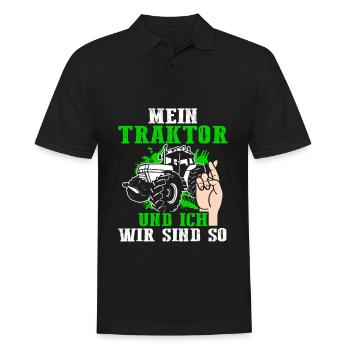 Mein Traktor Und Ich Wir Sind So - Männer Poloshirt - Schwarz - Vorne - Kai (181cm)