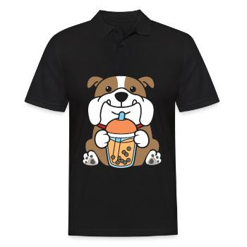 Bubble Milk Tea Deutsch Bulldog Drinking Boba Tea - Men's Polo Shirt - black - Front - Kai (181cm)