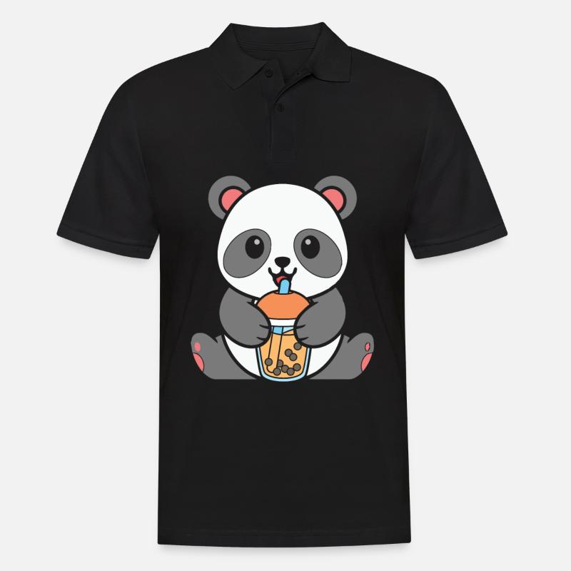Bubble Tea Panda - Men's Polo Shirt - black