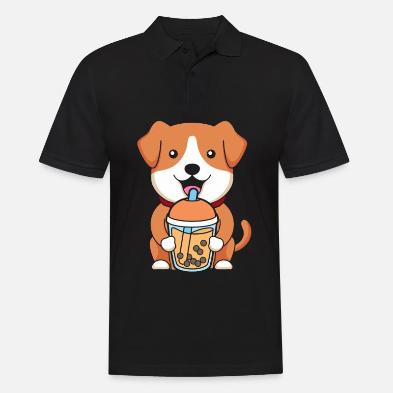 Bubble Tea Hund - Männer Poloshirt - Schwarz
