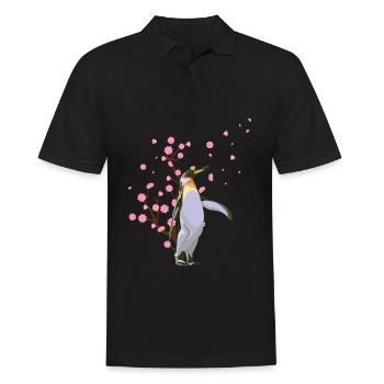 Cherry Blossom Penguin Japanese Sakura Flower - Men's Polo Shirt - black - Front - Kai (181cm)