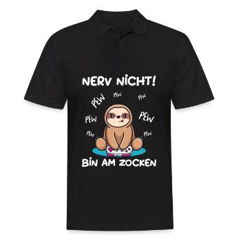 Bin am Zocken Gaming Faultier - Männer Poloshirt - Schwarz - Vorne - Kai (181cm)