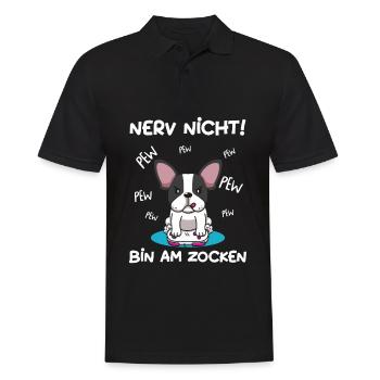 Bin am Zocken Gaming Französische Bulldogge Hund - Männer Poloshirt - Schwarz - Vorne - Kai (181cm)