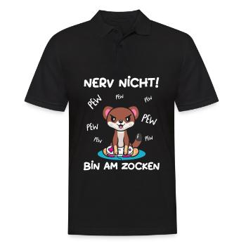 Bin am Zocken Gaming Wiesel - Männer Poloshirt - Schwarz - Vorne - Kai (181cm)