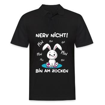 Bin am Zocken Gaming Hase - Männer Poloshirt - Schwarz - Vorne - Kai (181cm)