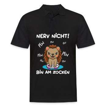 Bin am Zocken Gaming Igel - Männer Poloshirt - Schwarz - Vorne - Kai (181cm)
