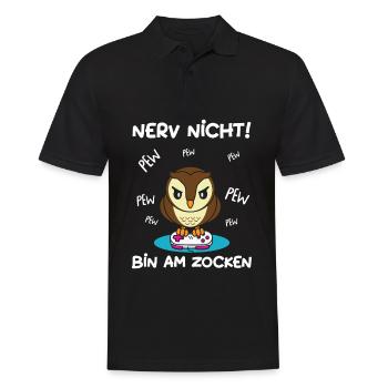Bin am Zocken Gaming Eule - Männer Poloshirt - Schwarz - Vorne - Kai (181cm)
